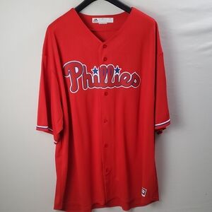 Hoskins Philadelphia Phillies Majestic Cool Base Jersey Sz 4XL Big Tall Red